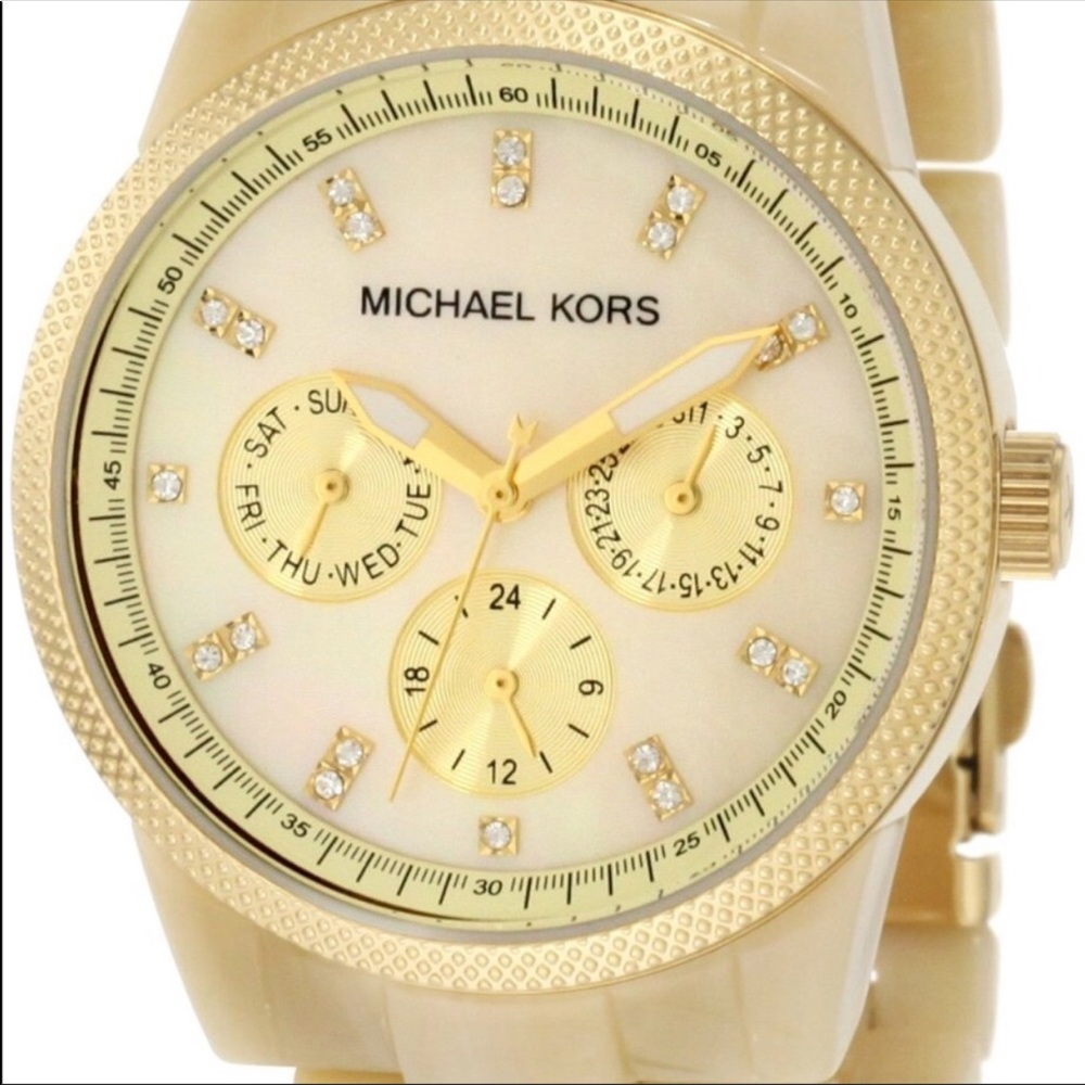 Michael Kors ritz horn ceramic tile watch